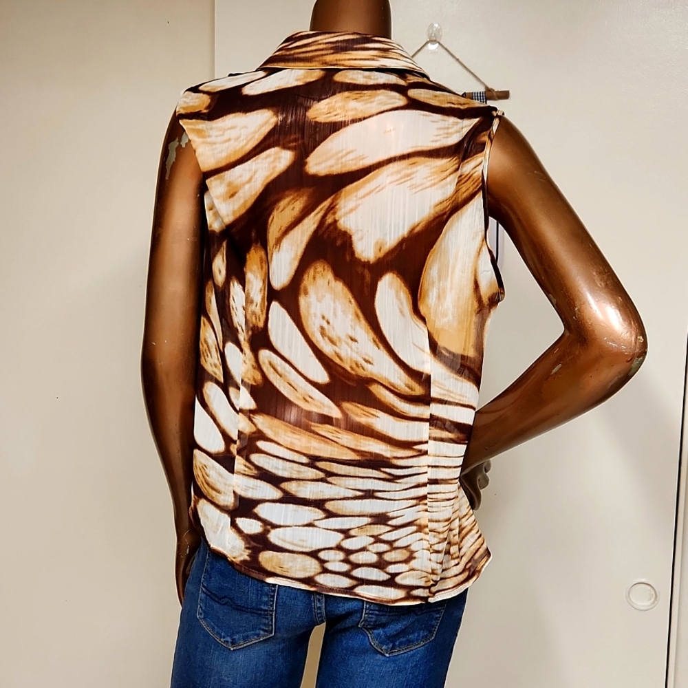 Joni B. Chiffon Ruffle Button Down Blouse - Picture 3 of 4